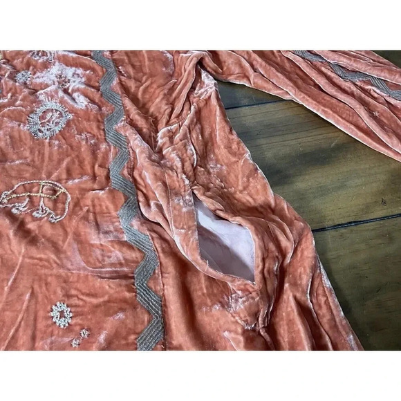 Johnny Was Biya Lyra Orange Velvet Zodiac Embroidered Blouse Tunic Large $345 - Picture 6 of 15